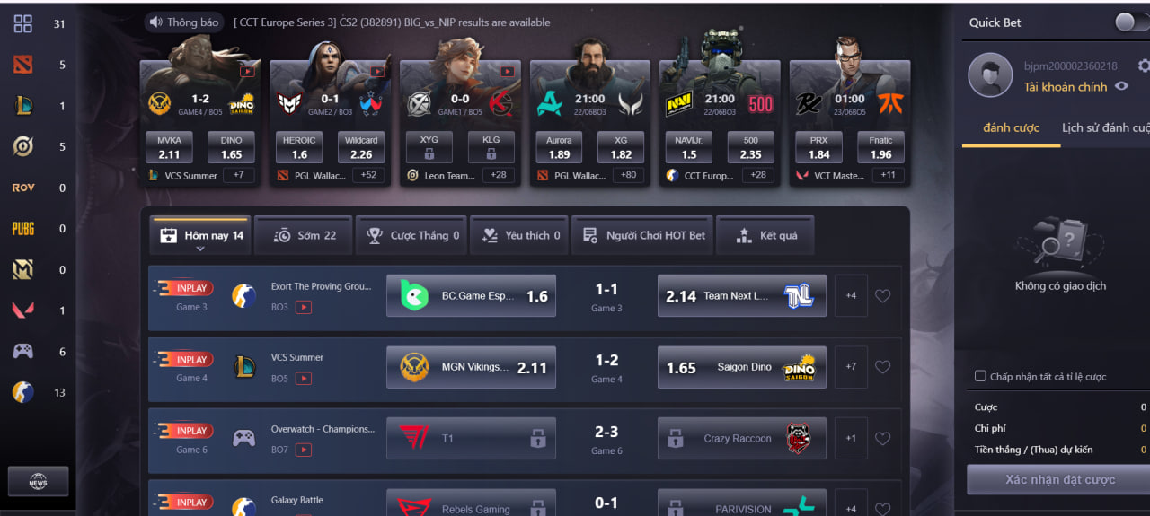 Esports BJ88: Trải nghiệm cá cược thể thao điện tử đỉnh cao 3 Tại sảnh eSports của nhà cung cấp E1, bạn có thể trải nghiệm vô số bộ môn như PUBG, LOL, CSGO,...